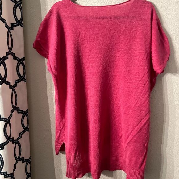 Eileen Fisher Hot Pink Linen Oversized medium Linen Tunic Style Sweater - Picture 2 of 12